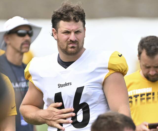 Steelers long snapper Christian Kuntz during practice Aug. 1, 2023 at Saint Vincent College.