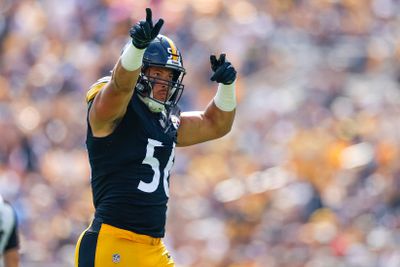 Pittsburgh Steelers outside linebacker Alex Highsmith struts his stuff during a Week 3 contest against the Los Angeles Chargers from Acrisure Stadium.