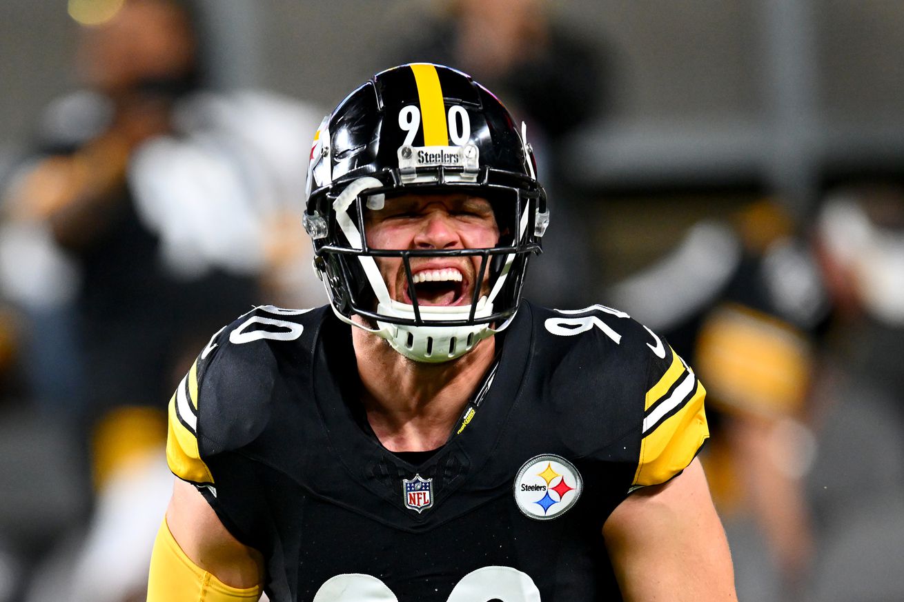 T.J. Watt #90 of the Pittsburgh Steelers takes the field prior to the game against the Dallas Cowboys at Acrisure Stadium on October 06, 2024 in Pittsburgh, Pennsylvania.