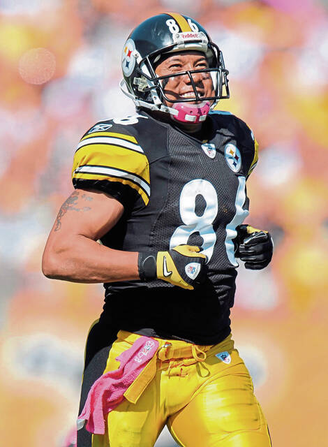 Pittsburgh Steelers wide receiver Hines Ward reacts to missing a catch during the second quarter of a football game against the Tennessee Titans in Pittsburgh in September 2011.