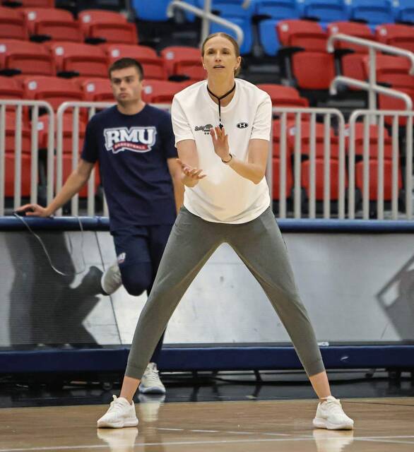 Chandler McCabe will lead the Robert Morris women’s basketball team into its fifth season in the Horizon League. This is McCabe’s first head coaching job.