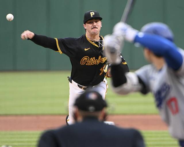 Pirates pitcher Paul Skenes strikes out the Dodgers’ Shohei Ohtani during the first inning on June 5, 2024, at PNC Park.