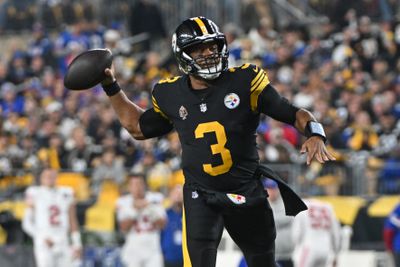 Pittsburgh Steelers quarterback Russell Wilson tosses a pass during a 2024 primetime matchup from Acrisure Stadium against the New York Giants.