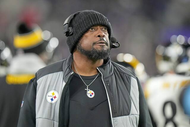 Steelers head coach Mike Tomlin looks on during the second half of the Dec. 21 game against the Ravens in Baltimore.