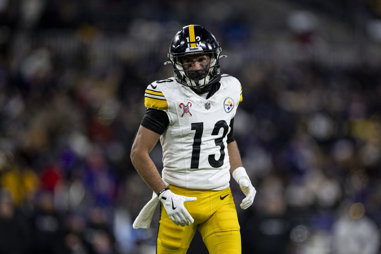 Scotty Miller #13 of the Pittsburgh Steelers runs during an NFL Football game against the Baltimore Ravens at M&T Bank Stadium on December 21, 2024 in Baltimore, Maryland.