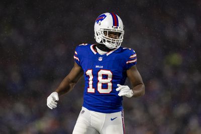 Amari Cooper #18 of the Buffalo Bills runs during an NFL Football game against the Baltimore Ravens at Highmark Stadium on January 19, 2025 in Orchard Park, New York.