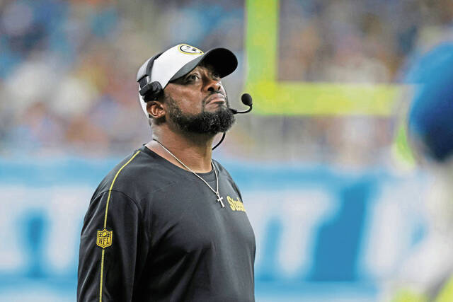 Steelers head coach Mike Tomlin looks on during the second half of a preseason game against the Lions in Detroit on Aug. 24.