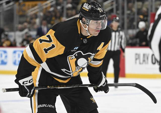 The Penguins’ Evgeni Malkin plays against the Red Wings on Oct. 1, 2024 at PPG Paints Arena.