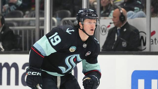 Forward Jared McCann joined the Seattle Kraken through the NHL’s expansion draft in 2021.