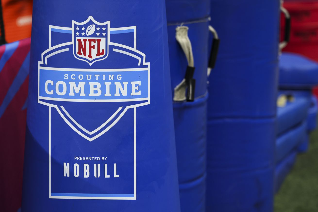 A detail view of signage during the NFL Scouting Combine at Lucas Oil Stadium on March 3, 2024 in Indianapolis, Indiana.