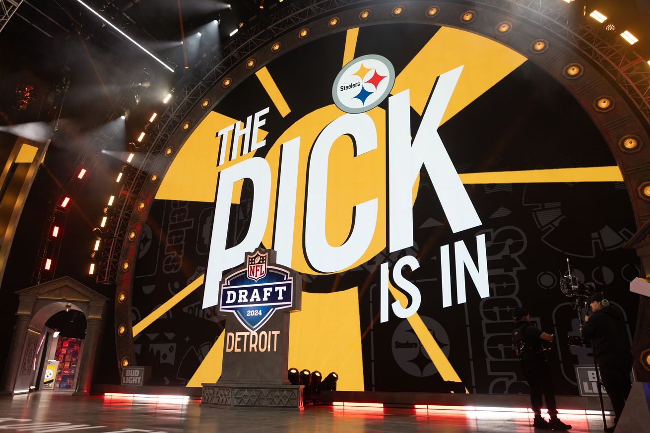 The Pittsburgh Steelers get the 20th overall pick in during Day 1 of the NFL Draft on April 25, 2024 at Campus Martius Park and Hart Plaza in Detroit, MI.