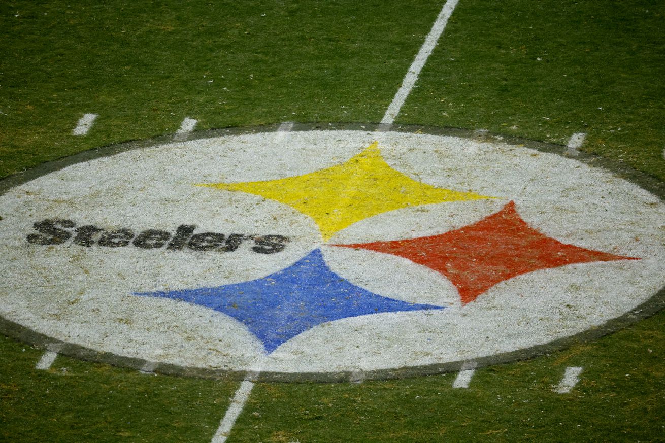 The Pittsburgh Steelers logo is seen at center field during the game against the Cincinnati Bengals on January 4, 2025 at Acrisure Stadium in Pittsburgh, Pennsylvania.